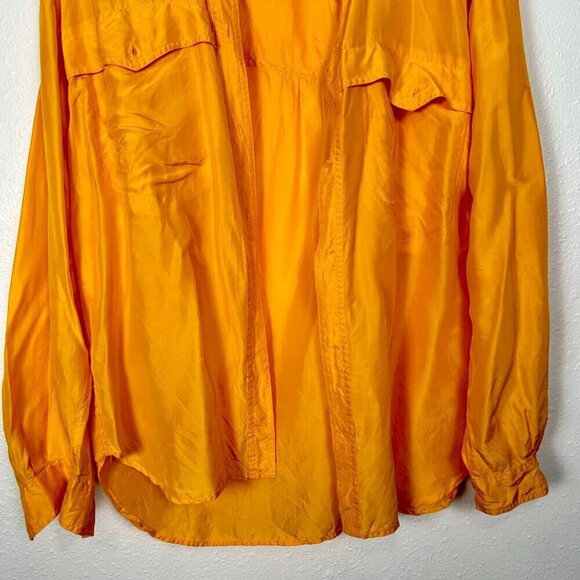 American Design Vintage First Issue 100% Silk Yellow Button Down Sz. Large - Picture 6 of 13